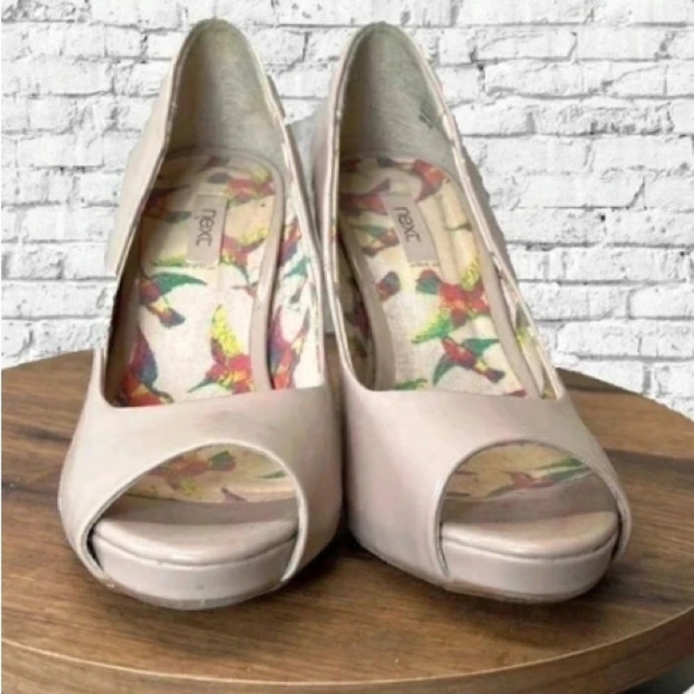 Next Women's Elegant Cream Peep Toe Heels